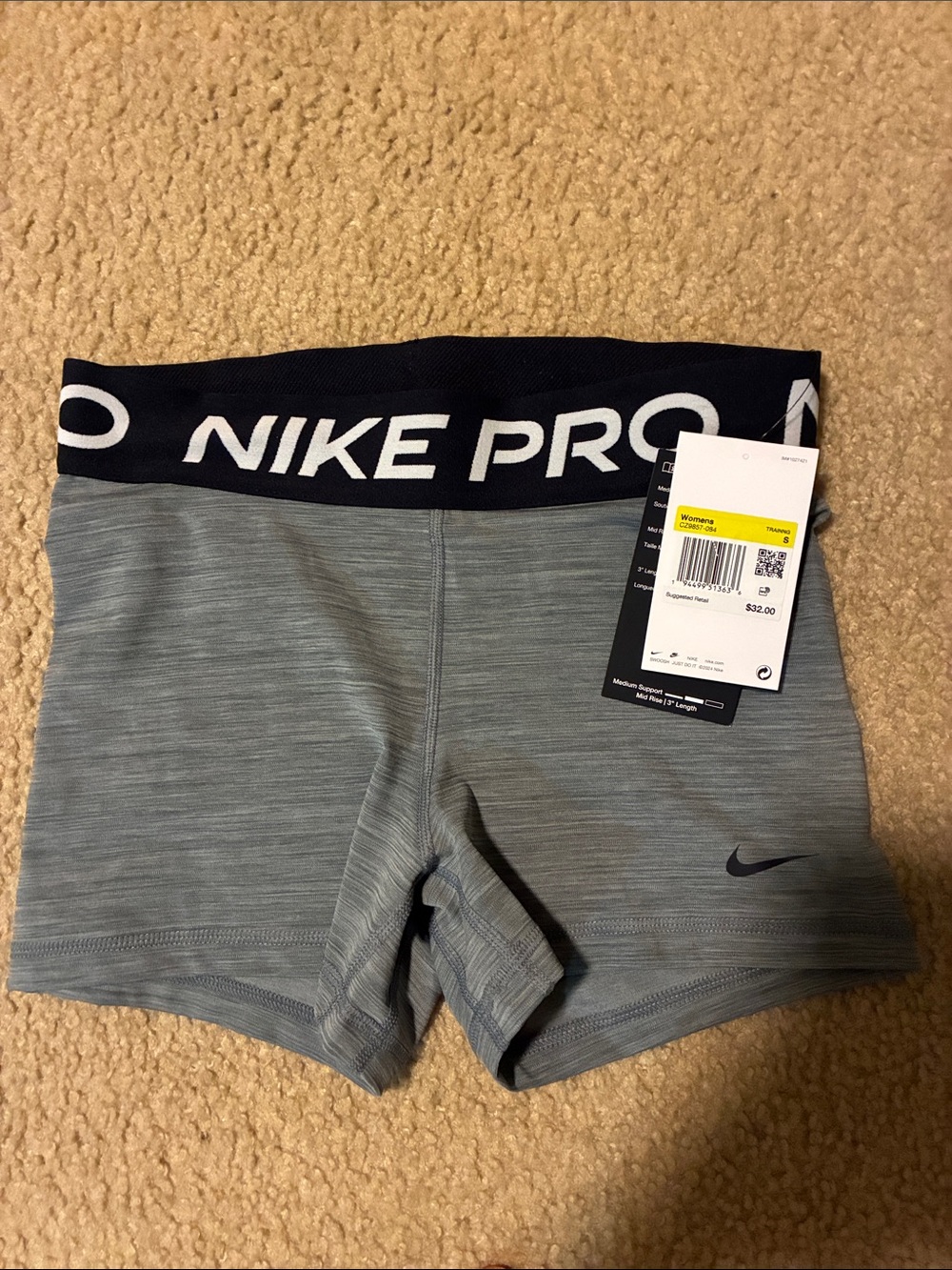 Nike Pro Heathered Gray High-Rise Training Shorts